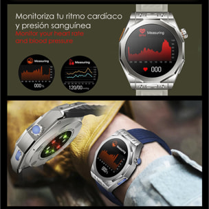 DAM Smartwatch Z83 Max triple pulsera. Pantalla AMOLED, split screen, llamadas BT. Temperatura, tensión, etc. Modos deportivos. 4,4x1,27x5,5 Cm. Color: Negro