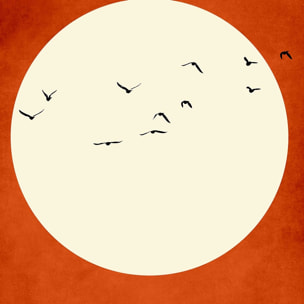 Affiche illustration ""Chaleur rouge"" Affiche + cadre en bois - Chêne