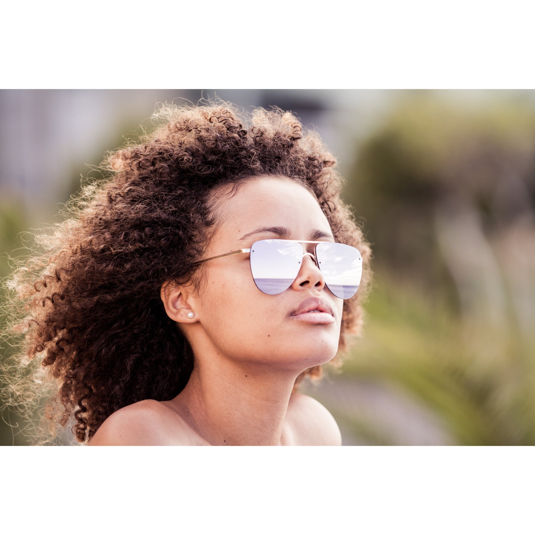 Gafas de sol OCEAN LONG BEACH - Nueva / De pc con montura dorada mate y lente plana revo rosa real