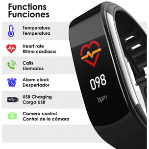 Pulsera inteligente T118 con medición de temperatura corporal, O2 en sangre y tensión