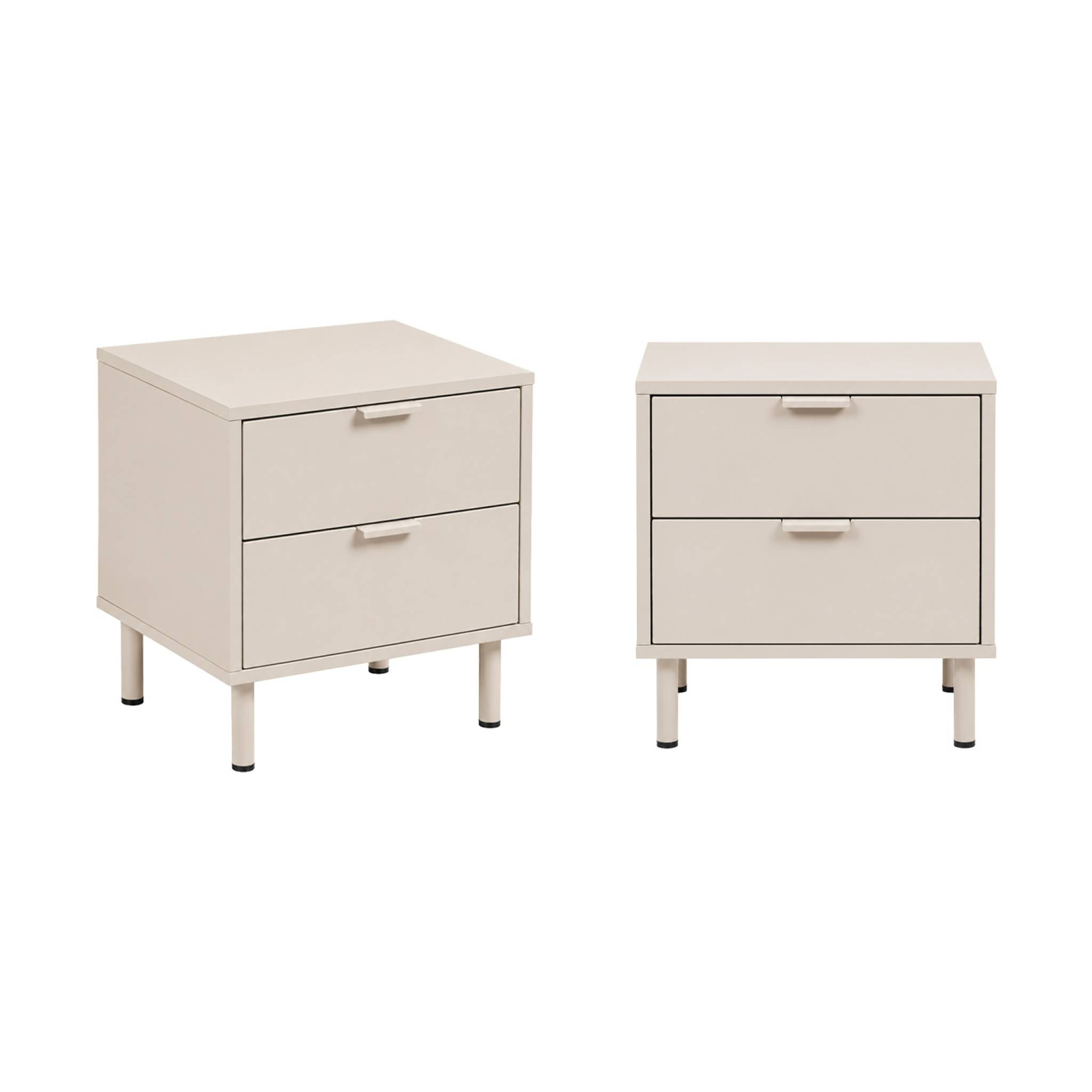 Table de chevet décor bois et métal 2 tiroirs (lot de 2) ELLIE