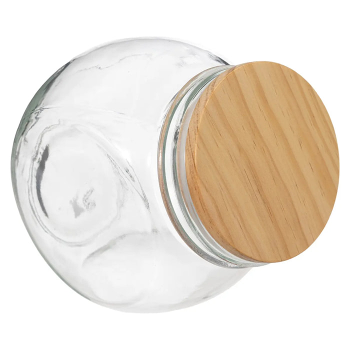 Bocal verre à bonbons couvercle bois 650ml