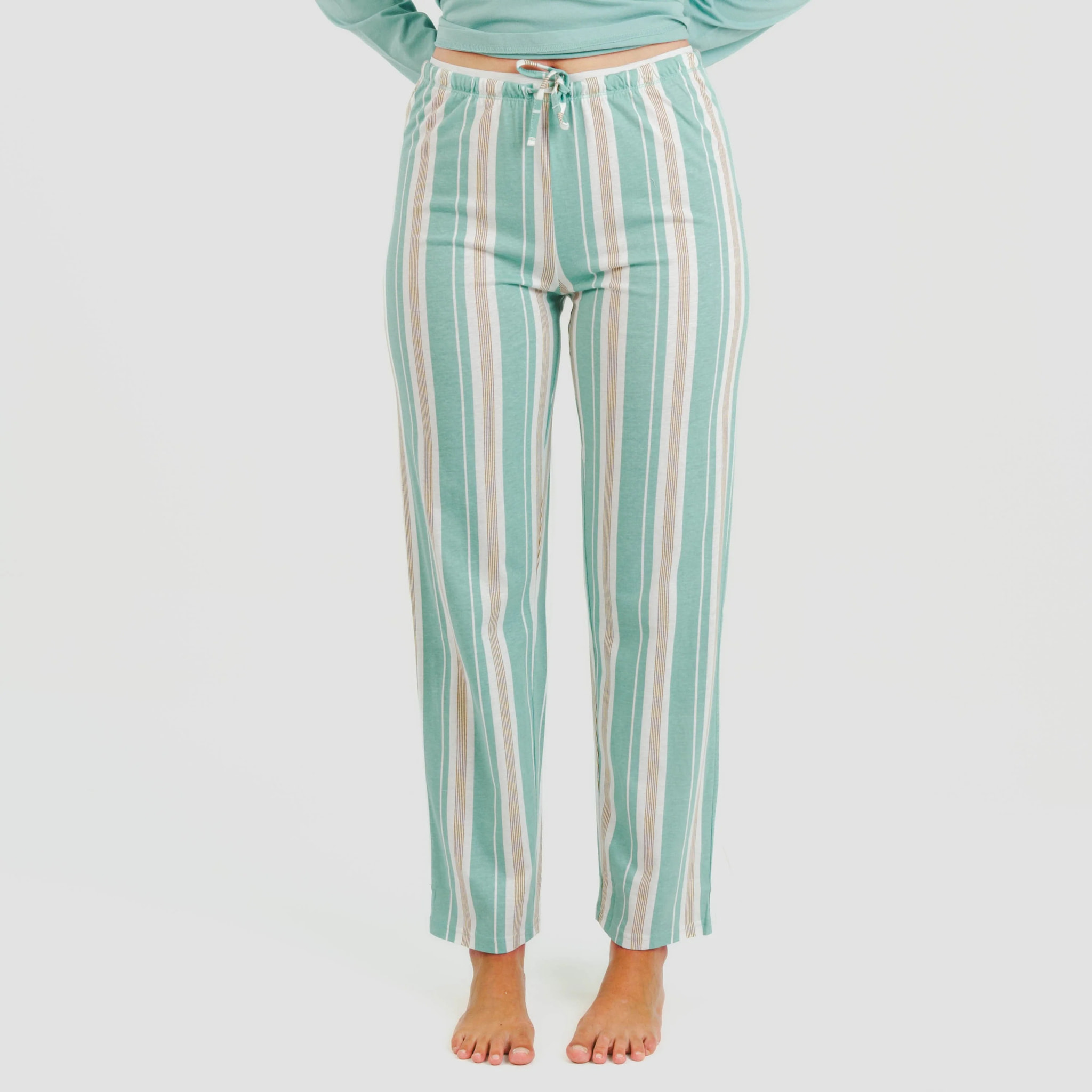 Pijama largo algodón Raya Galda Verde