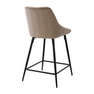 Tabouret de bar en velours avec piètement métal noir - 6 coloris - MONDO