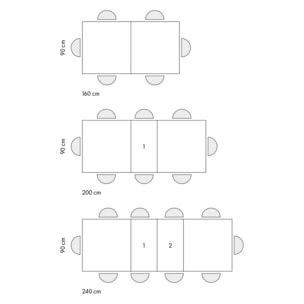 Tavolo MARZAMEMI in legno, finitura bianco frassinato, allungabile 160x90 cm - 240x90 cm