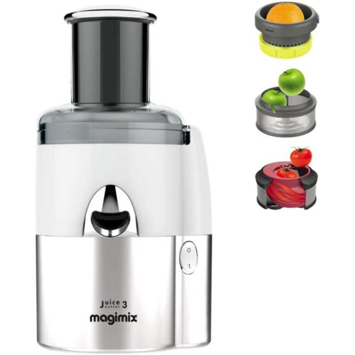 Extracteur de jus MAGIMIX 18085F Juice Expert 3 Chrome et Blanc