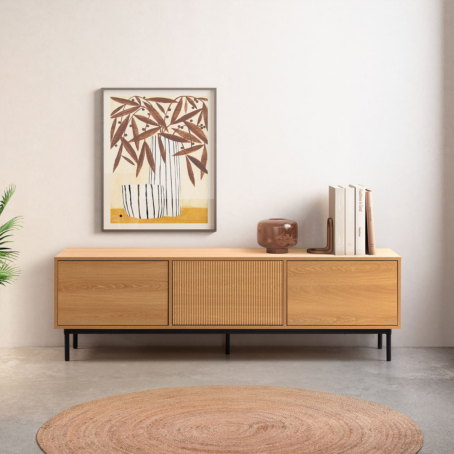 Mueble Tv Florida 3 puertas efecto Roble