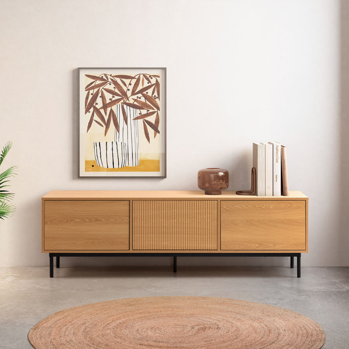 Mueble Tv Florida 3 puertas efecto Roble