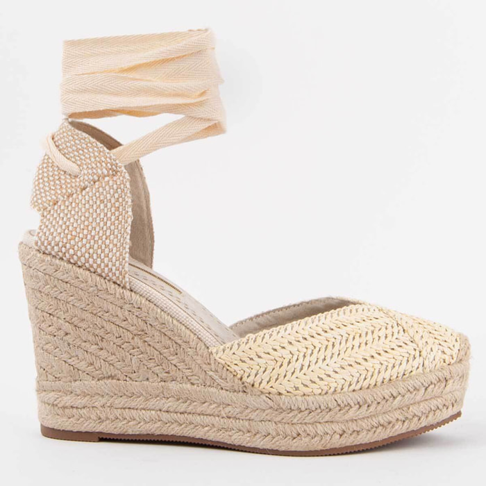 Alpargata De Cuña - Beige - Altura: 10 Cm
