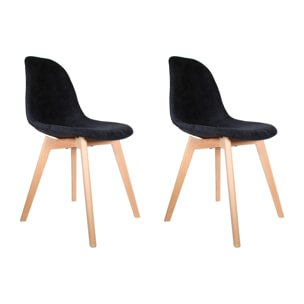Chaise Scandinave En Tissu Noir - Lot De 2