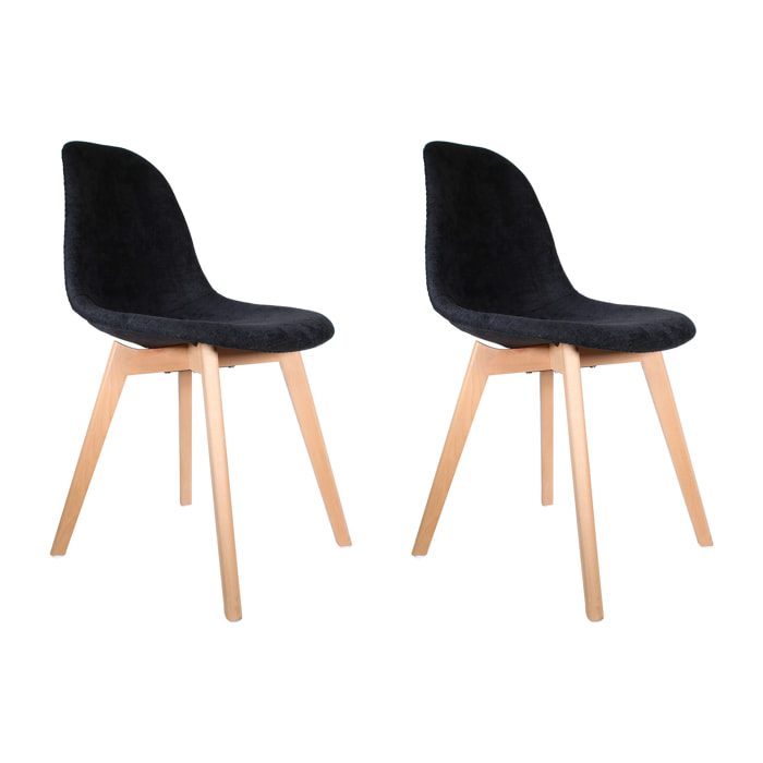 Chaise Scandinave En Tissu Noir - Lot De 2