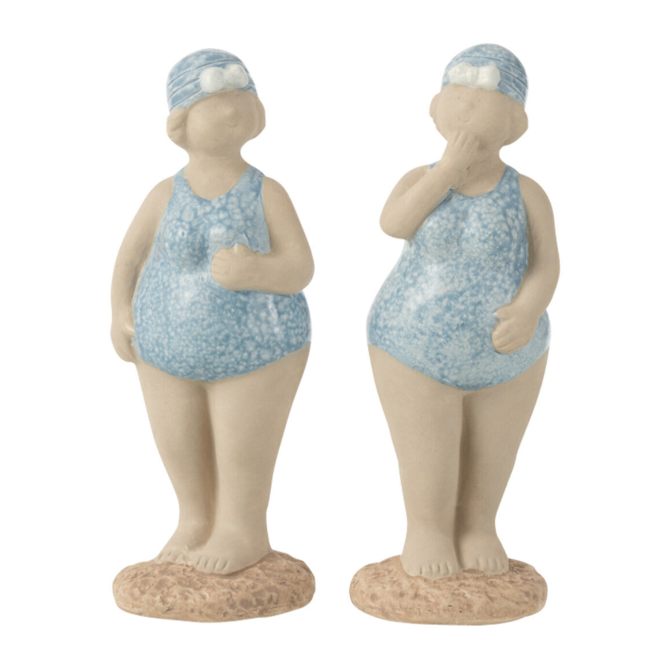 J-Line décoration Baigneuse Maillot De Bain Debout - céramique - bleu - small - 2 pcs