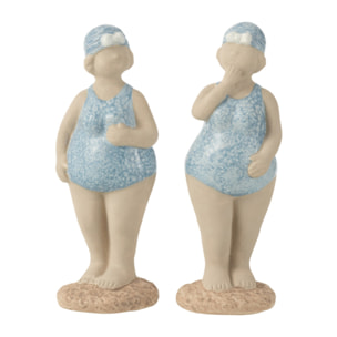 J-Line décoration Baigneuse Maillot De Bain Debout - céramique - bleu - small - 2 pcs
