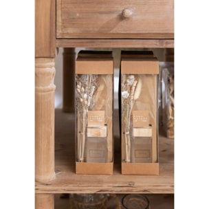 J-Line Bâtonnets parfumés + fleurs - verre - naturel - 2 pcs