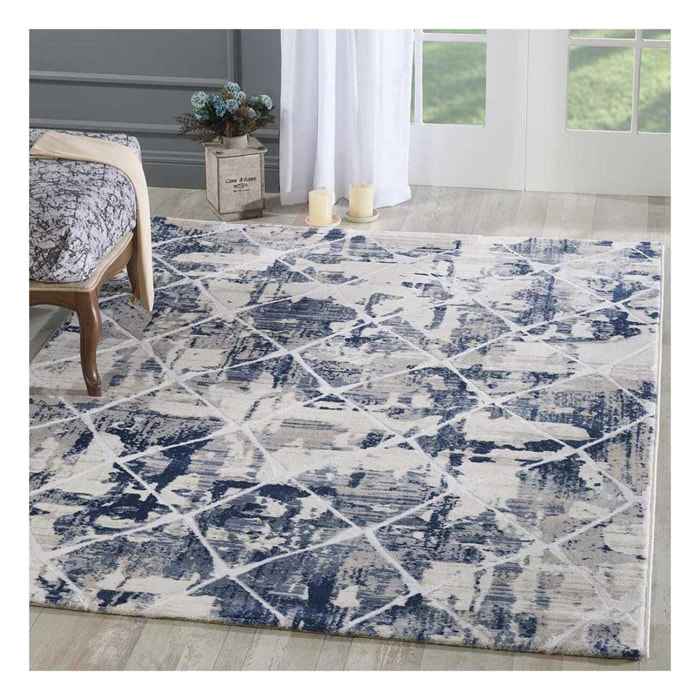 Tapis salon et chambre tissé motif géométrique KIRA