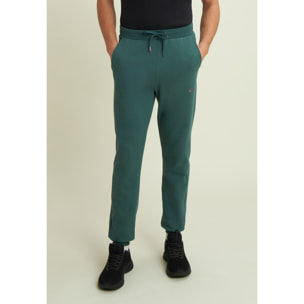 Pantaloni regular in felpa garzata con fondo in costina