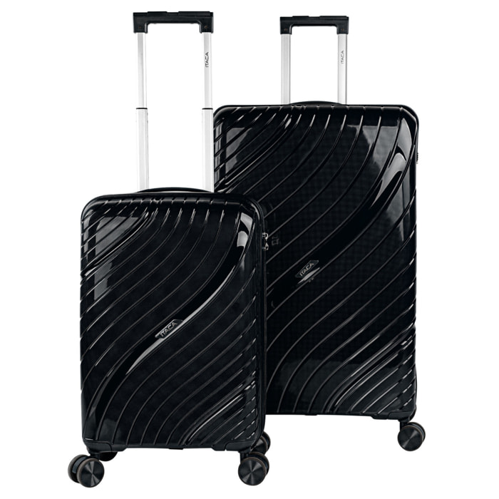 Juego De Maletas Rígidas Pp Itaca Danubio Negro