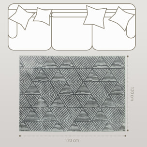 Alfombra Salón 170x120 cm Alfombra Lavable en Lavadora Pelo Corto Elementos a Líneas Tapete para Sala de Estar Dormitorio Comedor Gris Oscuro