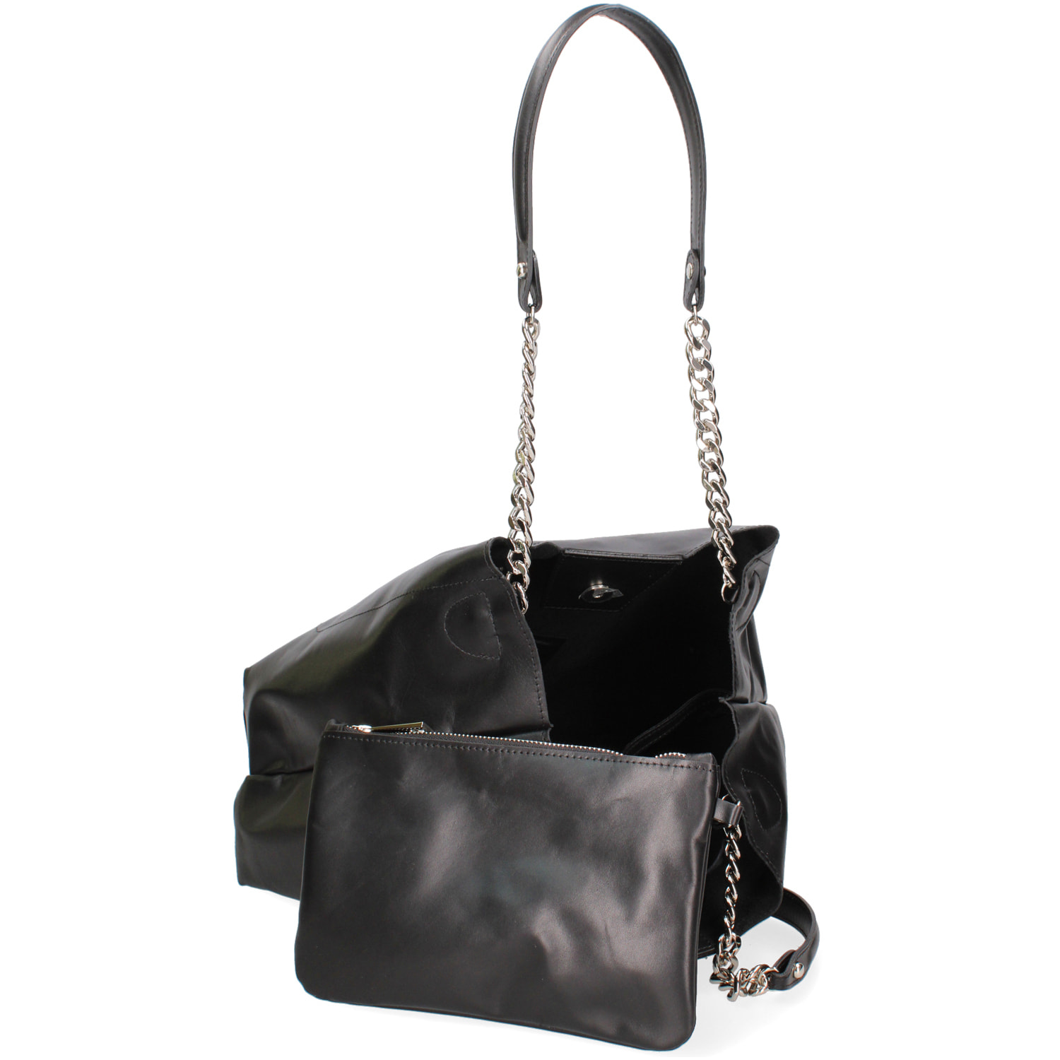 Borsa a spalla da donna In Vera pelle Made in Italy 34x31x15 cm