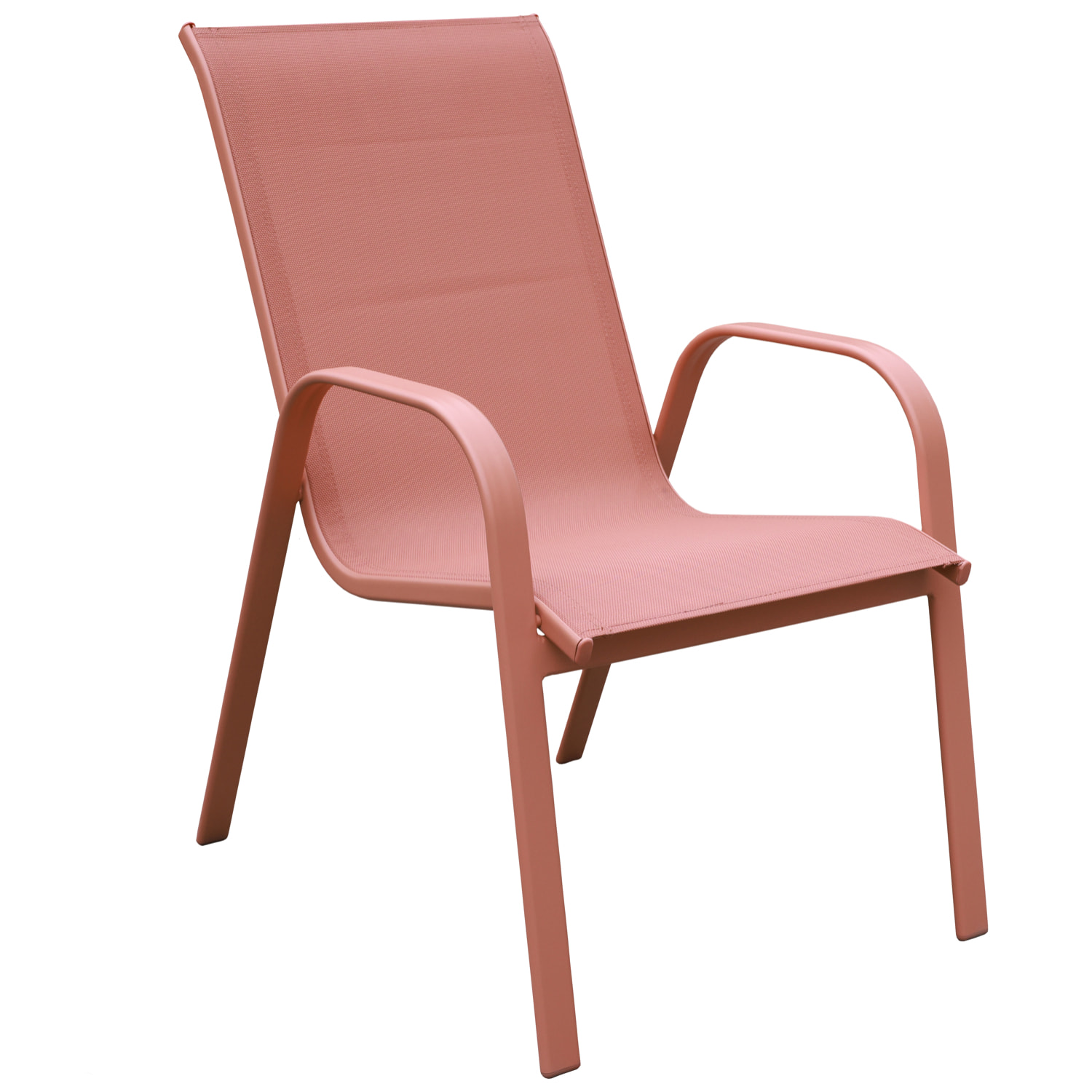 Lot de 4 chaises MARBELLA en textilène terracotta - aluminium terracotta