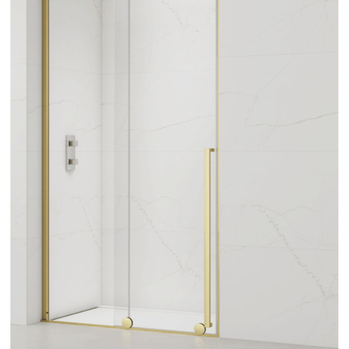 X-MOTION Porte de douche 110x200cm Coulissante, anticalcaire avec profilé Or brillant (SATBWIXM110NIKAZ)