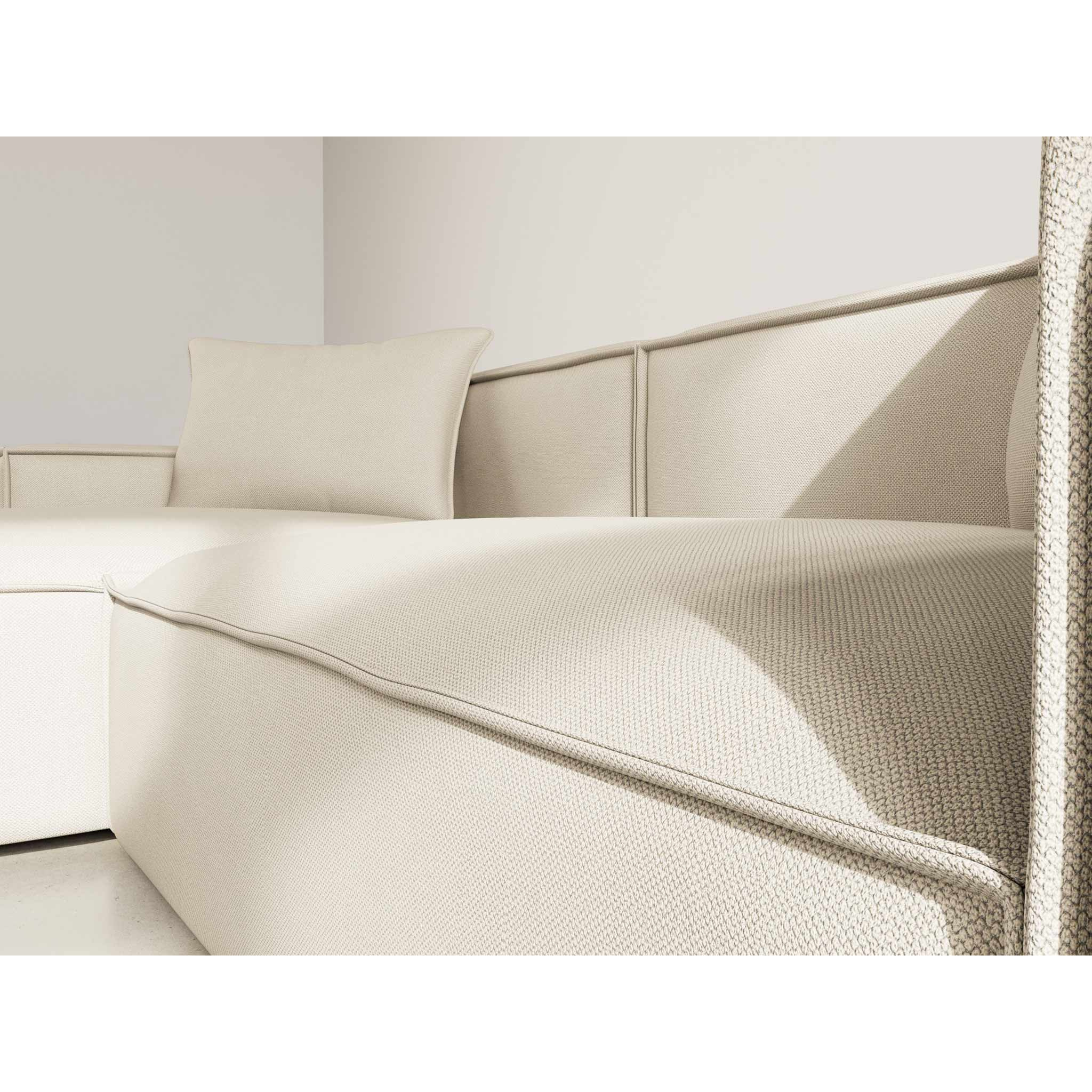 Atlas - Canapé d'angle réversible 4 places en velours texturé - Beige