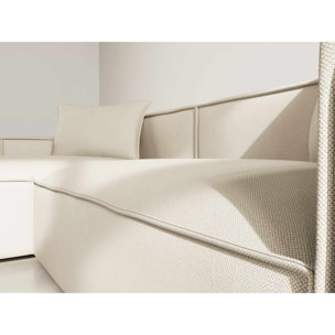 Atlas - Canapé d'angle réversible 4 places en velours texturé - Beige