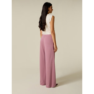 Oltre - Joggers palazzo con ribete - Rosa