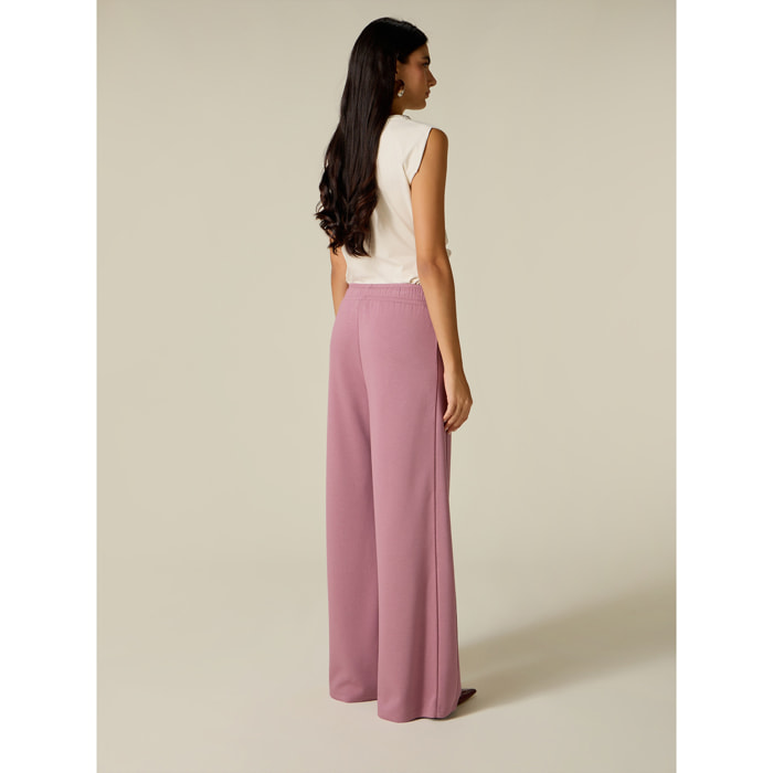 Oltre - Joggers palazzo con ribete - Rosa