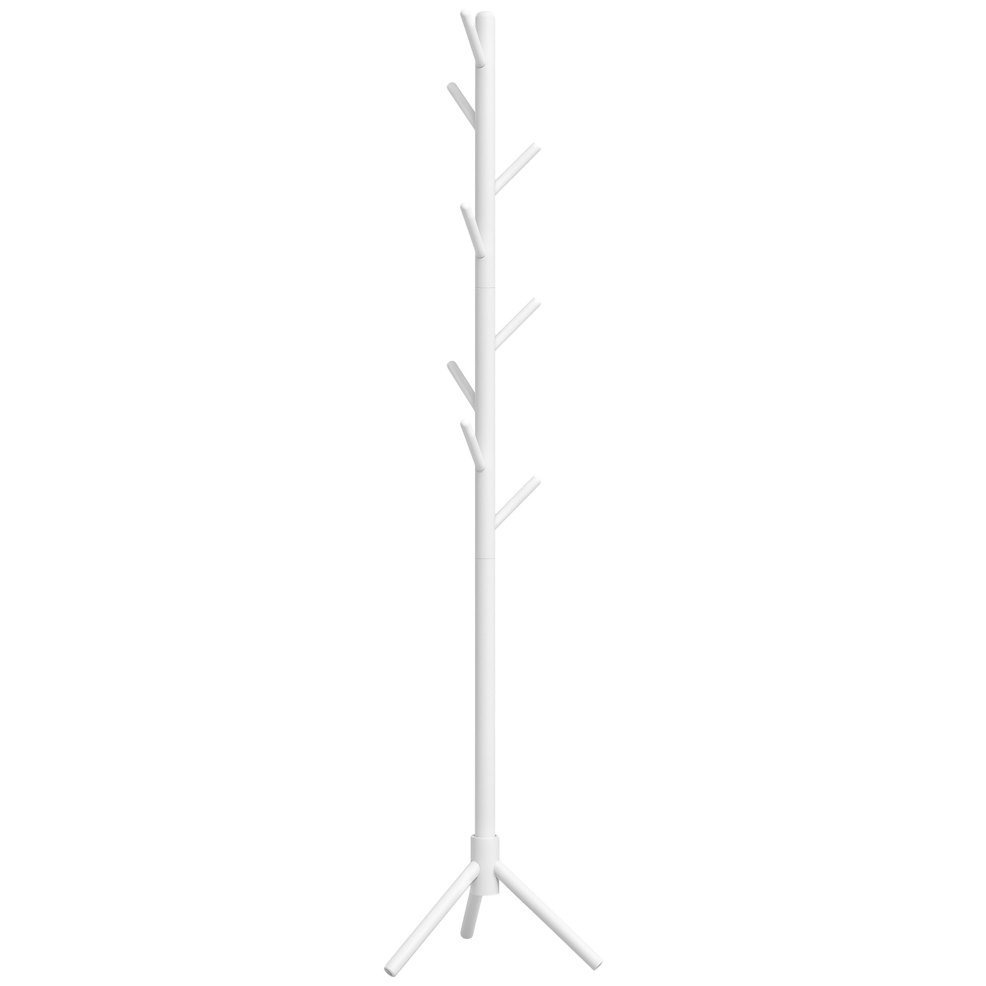 Perchero de Pie Perchero para Ropa de Madera con 8 Ganchos para Colgar Bolsas Forma de Árbol para Pasillo Entrada Dormitorio 40x40x165 cm Blanco