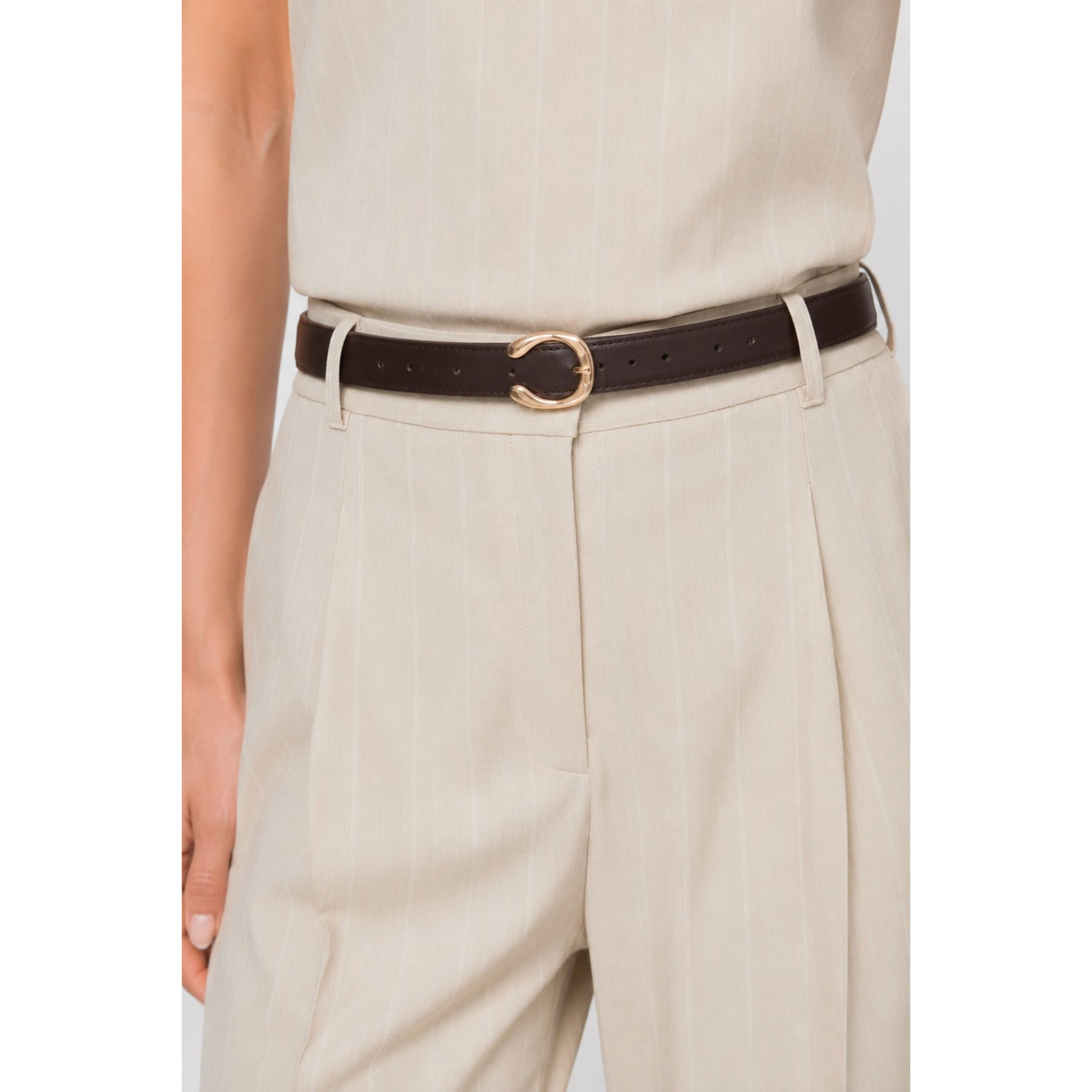 Kocca - Pantalone da donna gessato a vita alta con cintura Donna