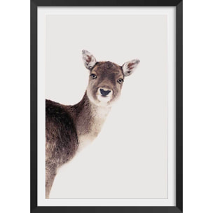 Affiche enfant biche  Affiche + cadre en bois - Noir
