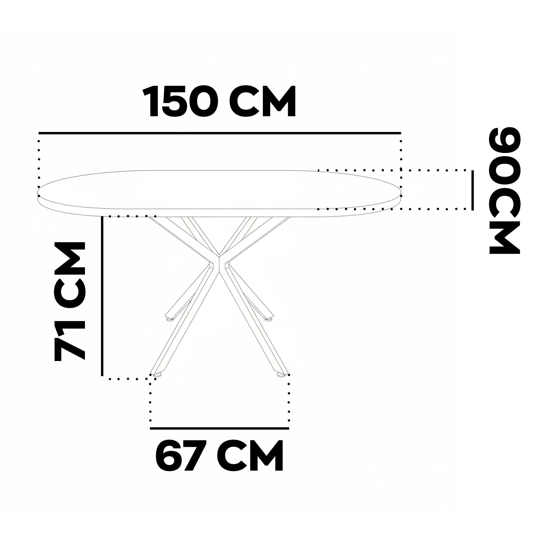 Marui Small - Tavolo da pranzo ovale 150x90 cm in Legno Testurizzato con Piede Centrale in metallo Kiso