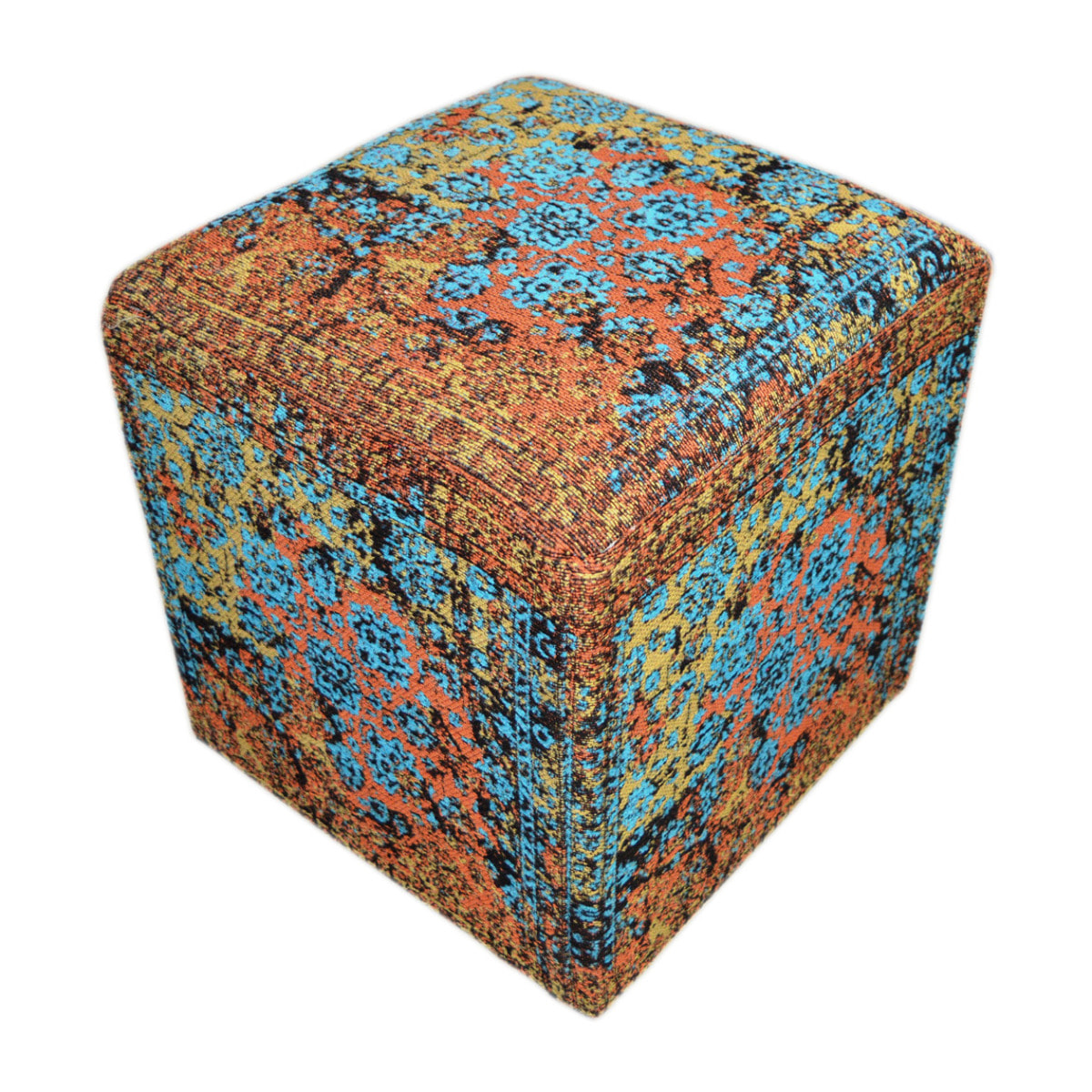 Pouf Solitaire Multicolore in Cotone Fatto a Mano