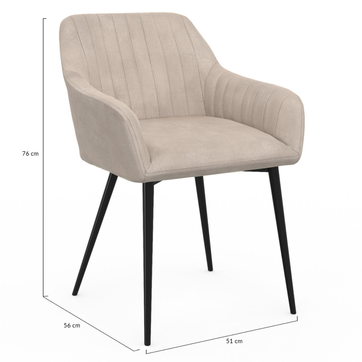 Chaises avec accoudoirs Ariana en velours et pieds métal - lot de 2 - Taupe