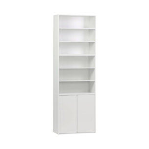 Etagère, bibliothèque modulable décor bois 3 éléments - 2 portes 5 étagères KOMPO