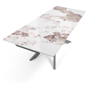 Tomasucci Table extensible MELVIN EVO 120 ONICE MARBLE - PLATINE