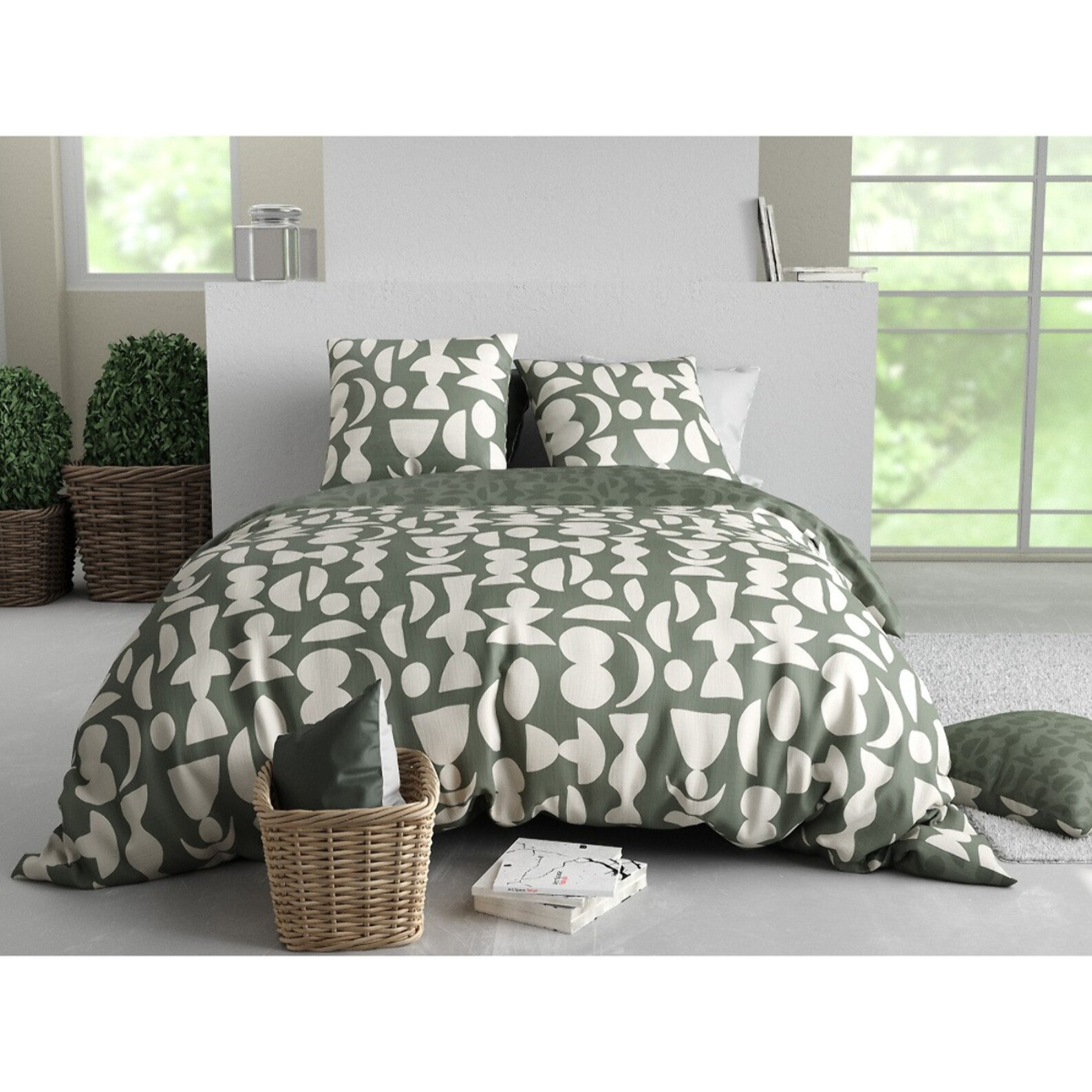 Parure Housse De Couette 3pcs 100% Coton 57 Fils LUNE