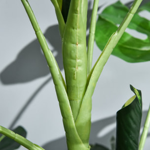 Arbre artificiel plante artificielle Monstera H. 100 cm tronc branches lichen feuilles de tortue grand réalisme pot inclus