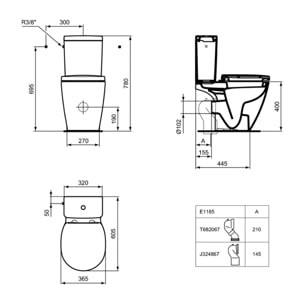 WC à poser PMR sortie horizontale PORCHER Matura 2 + nettoyant