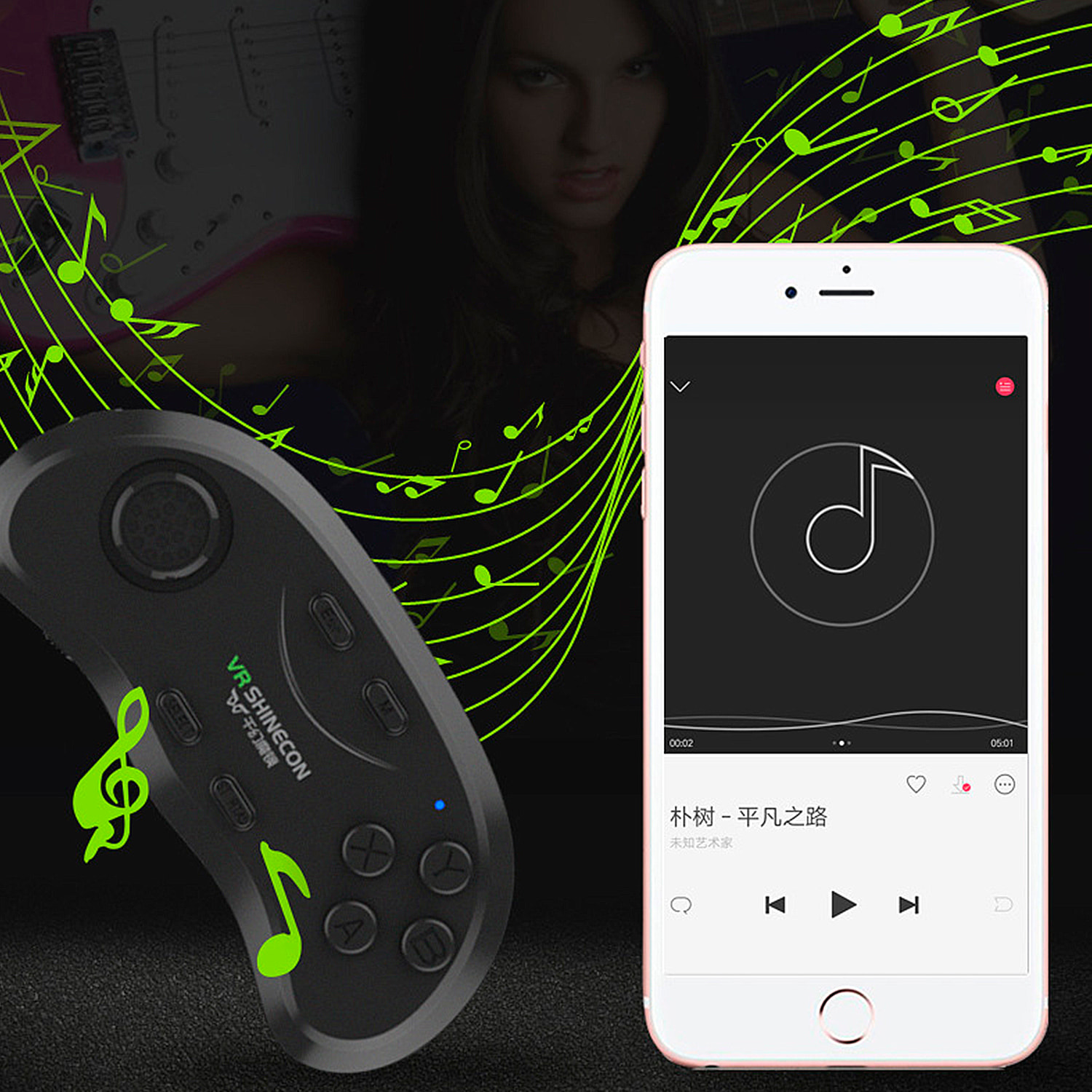 Telecomando Bluetooth B01. Tasti ergonomici e antiscivolo. Compatibile con Android, PC e iOS.