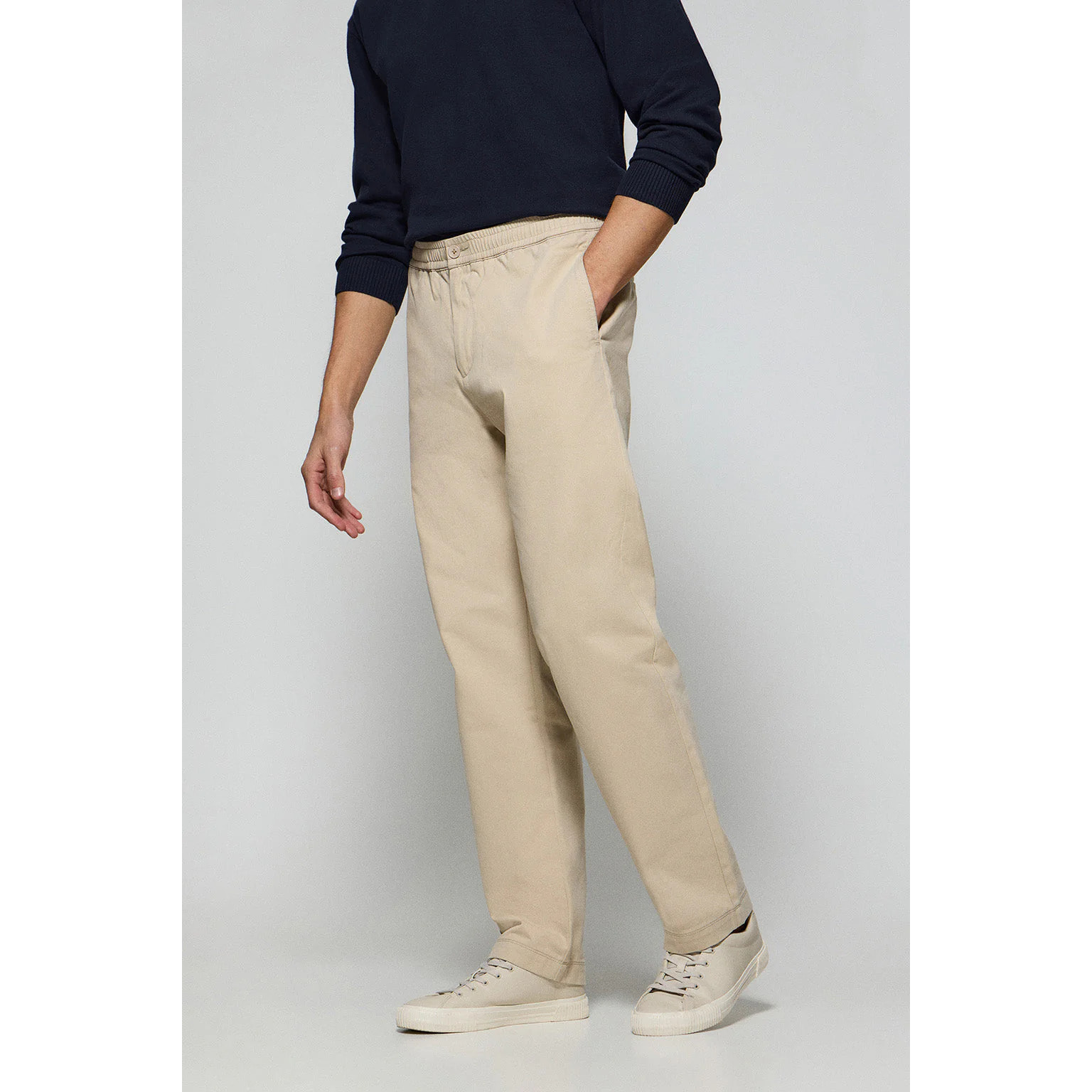Pantaloni Trent beige con elastico in vita e particolari Polo Club