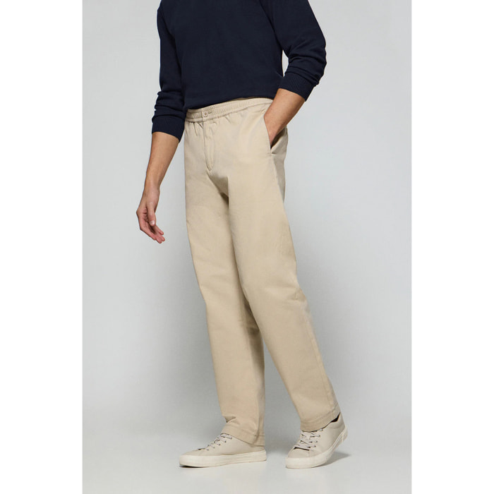 Pantaloni Trent beige con elastico in vita e particolari Polo Club