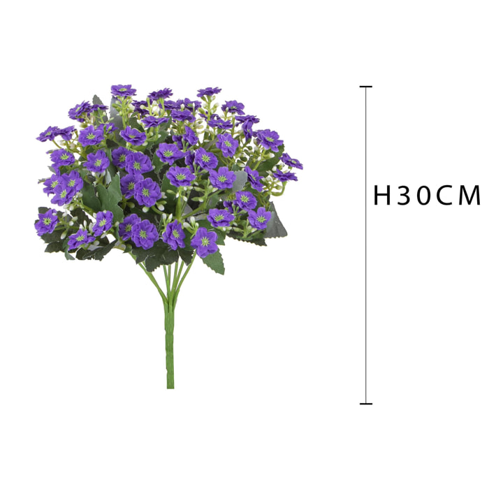 Bouquet Di Mini Calanchoe. Altezza 30 Cm - Pezzi 5 - 15X30X15cm - Colore: Viola - Bianchi Dino - Fiori Artificiali