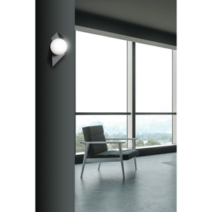 Lampada a parete Drifton in acciaio nero e vetro