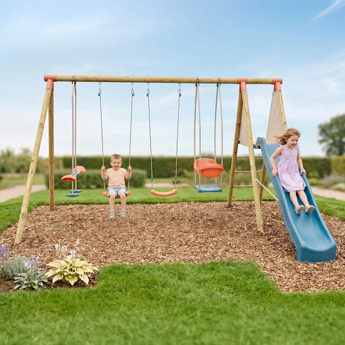 Balançoire en bois 2,30 m Topwood TALVI 2 - 8 enfants