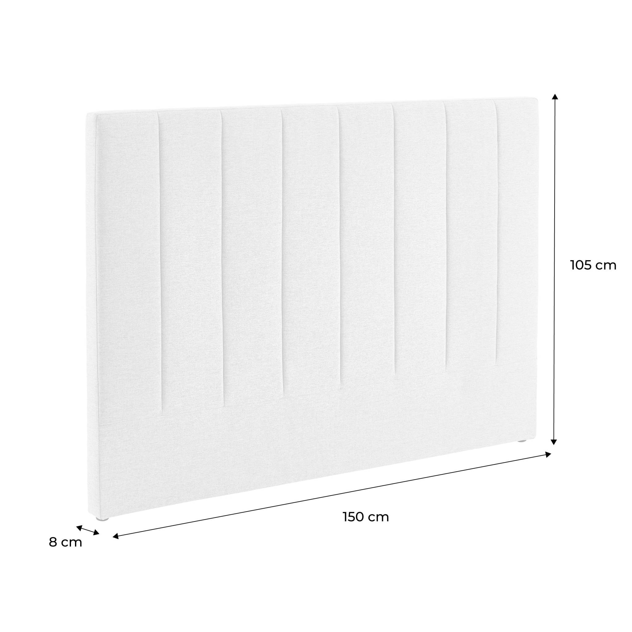 Tête de lit pour lit double 140cm revêtement tissu gris clair - Cole 150cm