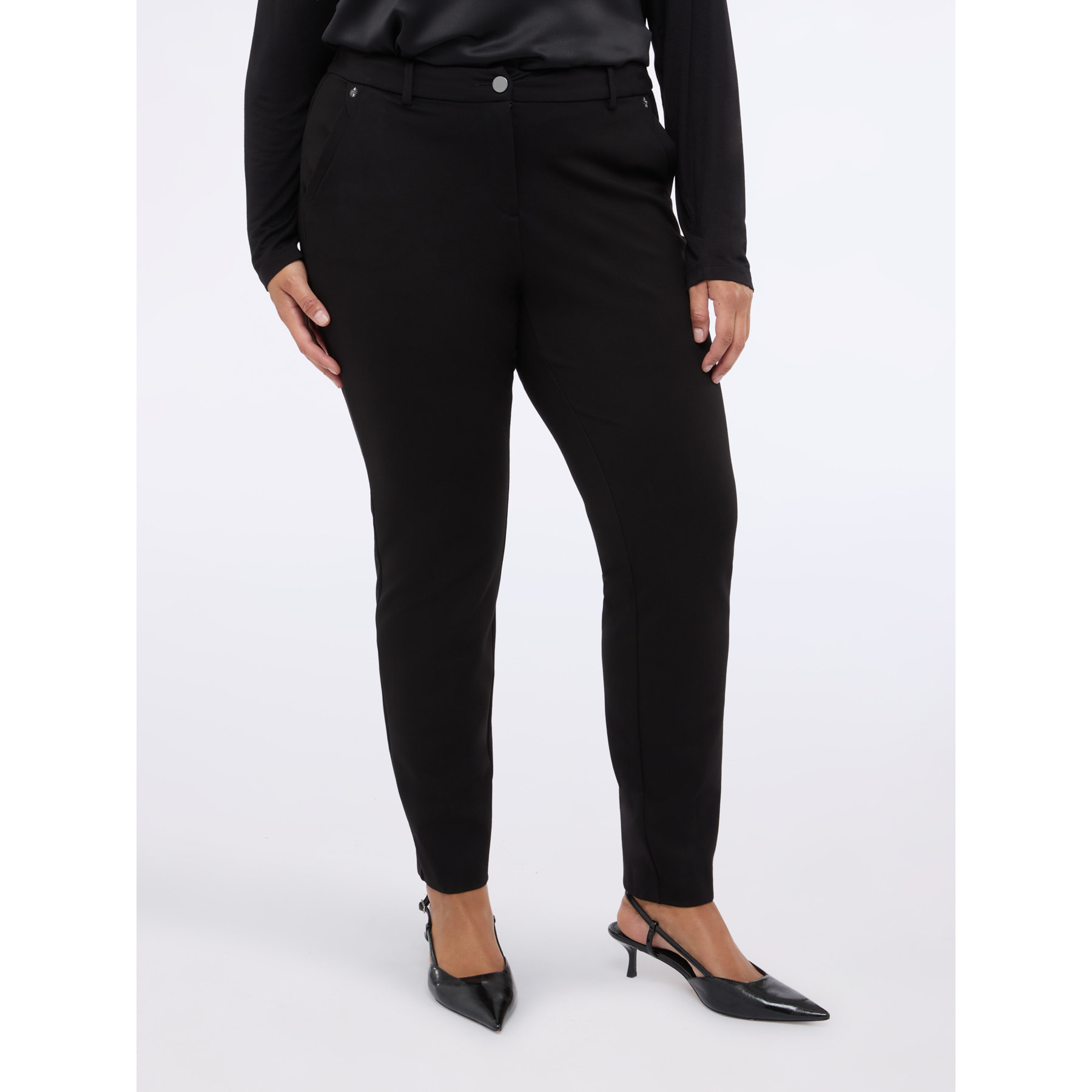 Fiorella Rubino - Pantalones New York en punto Milano - Negro