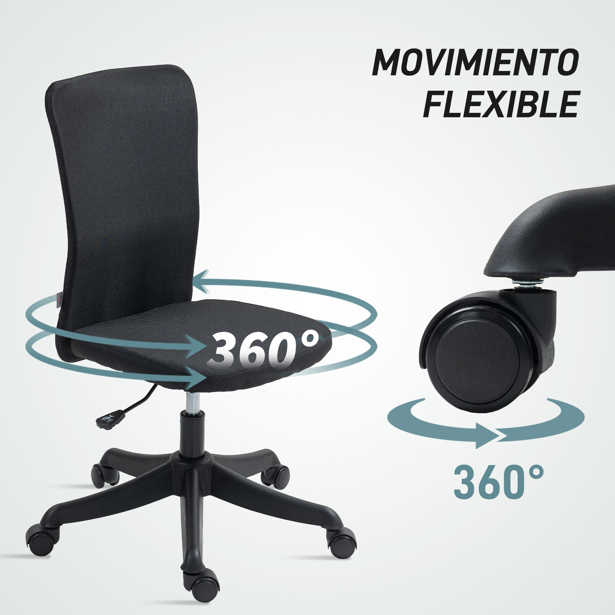 Silla de Escritorio sin Brazos Silla de Oficina Giratoria Tapizado en Lino Sintético con Altura Ajustable para Estudio Dormitorio Tocador Carga 120 kg Negro