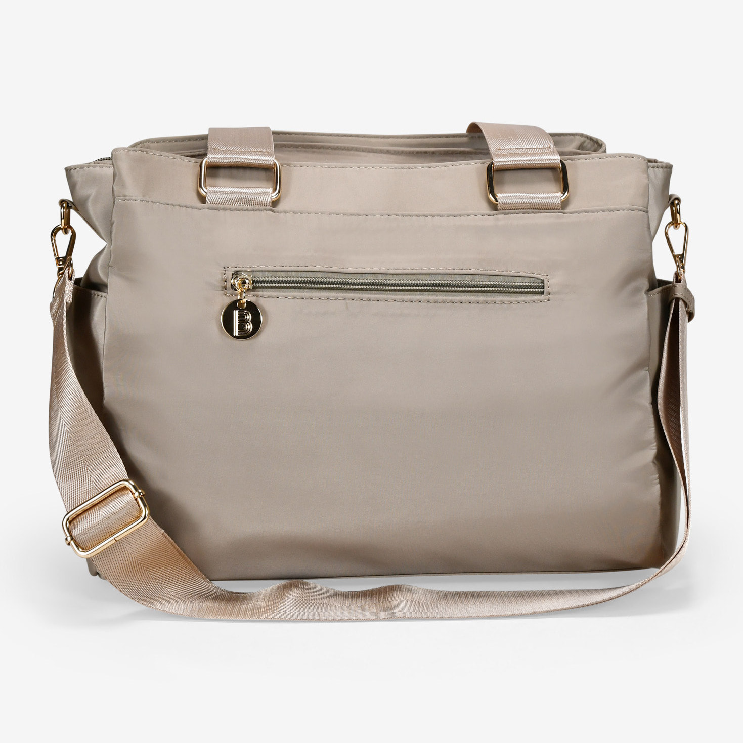 Bolso de hombro beige para portátil